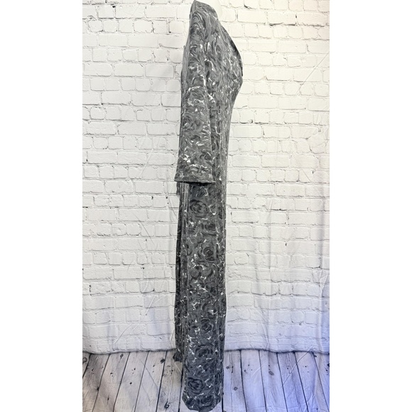 Loft Womens Grey Floral Abstract Print Cowl Neck Long Sleeve Maxi Dress - Picture 4 of 8